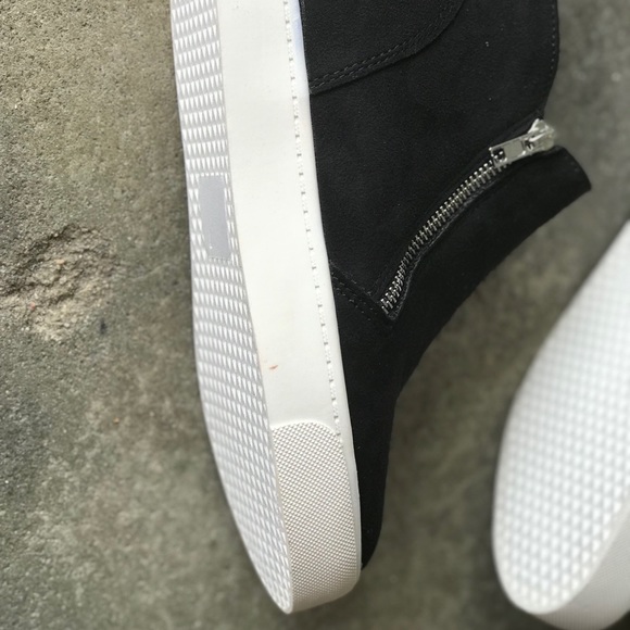 SODA Taylor Black Side Zipper Hidden Wedge Sneaker Booties 8.5 - Picture 7 of 9